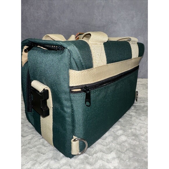Vintage Green Canvas Canon Camera Bag w/ Dividers Strap 12x7x8 Clean Looks New - Picture 4 of 10
